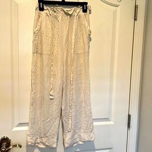 Off white cream linen pants